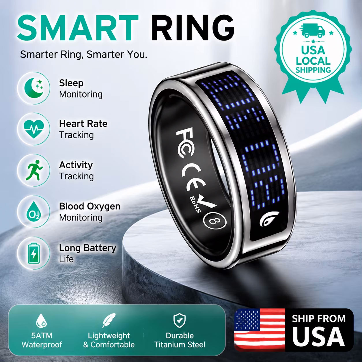 Wellness Health. Ring - แหวนอัจฉริยะเพื่อสุขภาพรุ่นใหม่ปี 2026 ตรวจวัดอัตราการเต้นของหัวใจ ออกซิเจนในเลือด ติดตามการนอนหลับ ติดตามกิจกรรมฟิตเนส